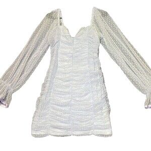 A Peach Dress Womens Size Large Lavender Mini Zip Closure See Through Sleeves